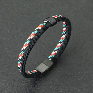 Gelang Paracord Bergaya Baru Gesper Magnet Baja Tahan Karat Pria Gelang Benang Dua Warna Luar Ruangan Bungkus Bahari Braslet Homme 12 gelang bahari penjualan terbaik - №