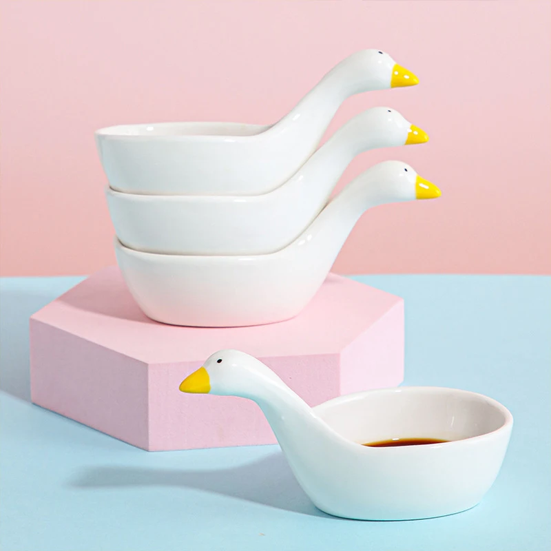 Ceramic Dipping Sauce Dippind Bowls Set Cute Swan Design Sauce Dishes Soy Dipping Dish Bowls Cute Tomato Dipping Bowls