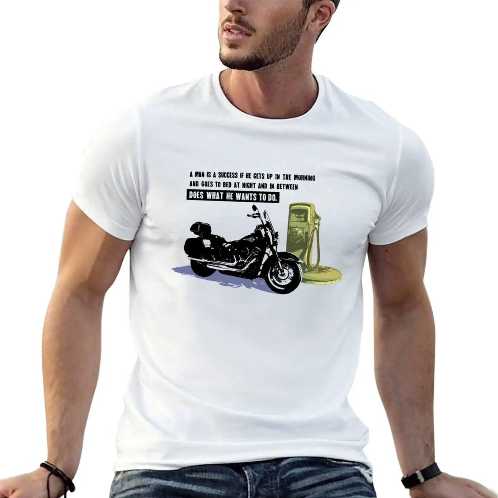 

A Man is a success if he gets up in the morning and goes to sleep at night and in between does what he wants to do. T-Shirt
