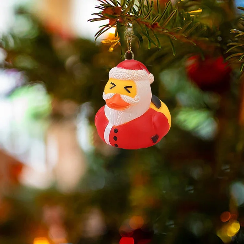 Christmas Duck Hanging Ornaments Cute Snowman/Santa/Reindeer Decorations for Tree Home Party Tabletop