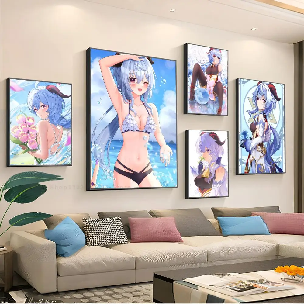 Anime Genshin Impact Ganyu Poster Paper Print Home Living Room Bedroom Entrance Bar Restaurant Cafe Art Painting Decoration