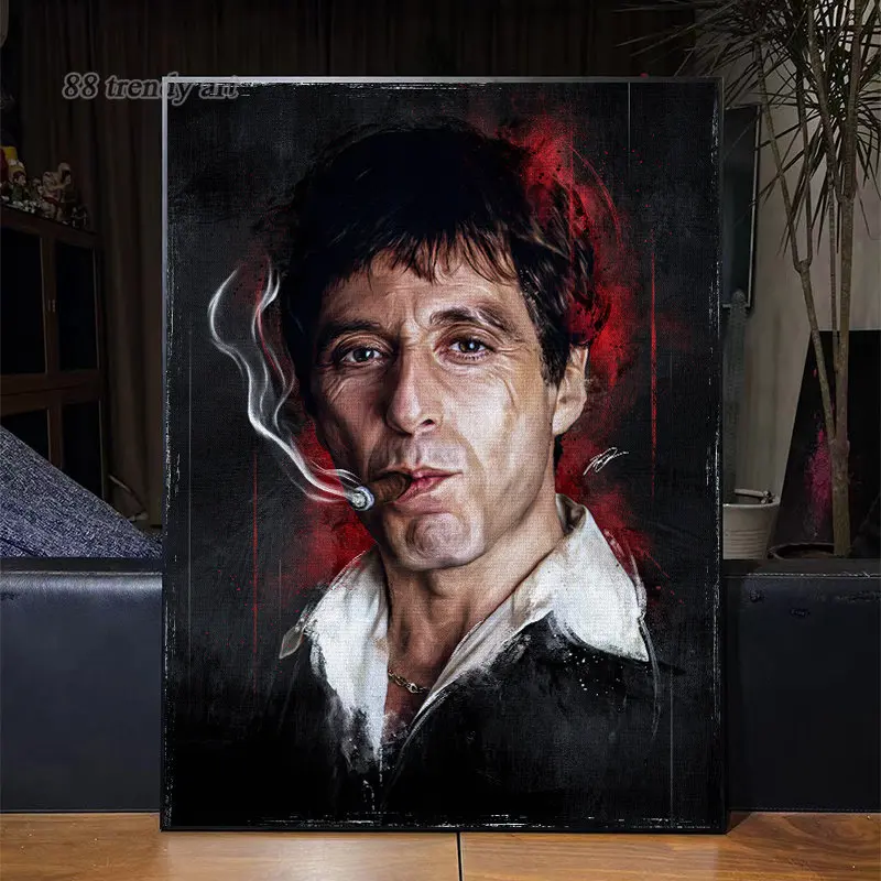 Gangster Film Scarface Canvas Painting Tony Montana Posters and Prints Abstract Movie Figure Wall Art Pictures Home Decor Mural