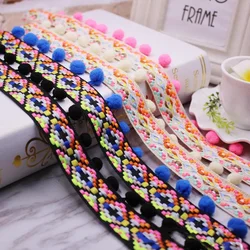 1Yard Embroidered Trim Ribbon Pompoms Trim Fringe Ribbon Sew on Pom Pom Tassel Lace For DIY Crafts Fabric Sewing Accessories