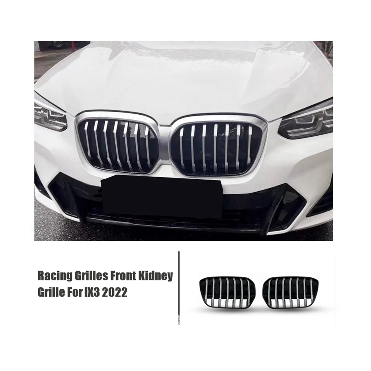 

2Pcs Car Racing Grilles Front Kidney Grille for BMW IX3 2022 Car Bumper Hood Mesh Air Vent Radiator Cover Grid Body