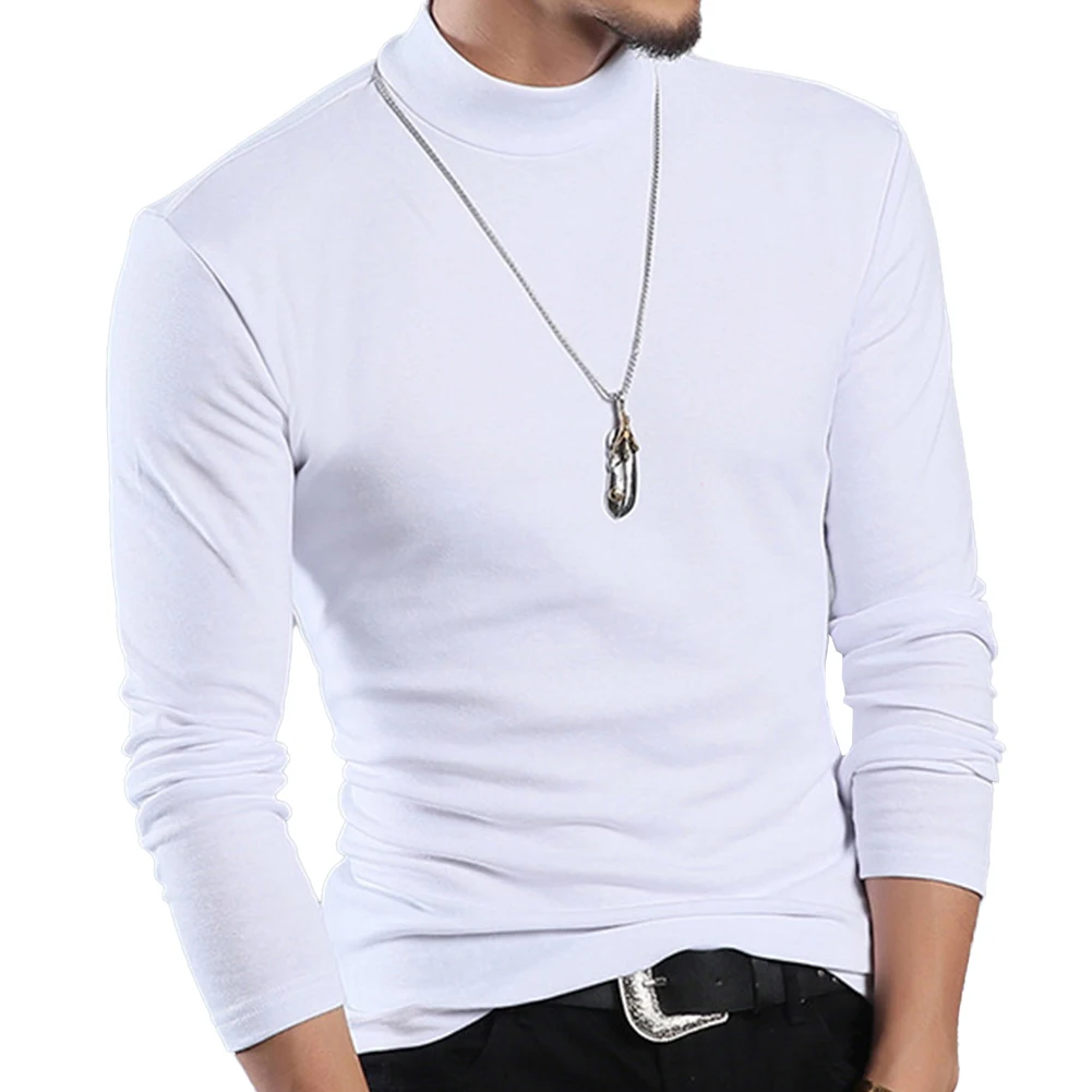 Shirt Top Half Turtleneck Long Sleeve Mens Pullover Regular Slim Fit Solid T-Shirt Daily Home Night Comfy