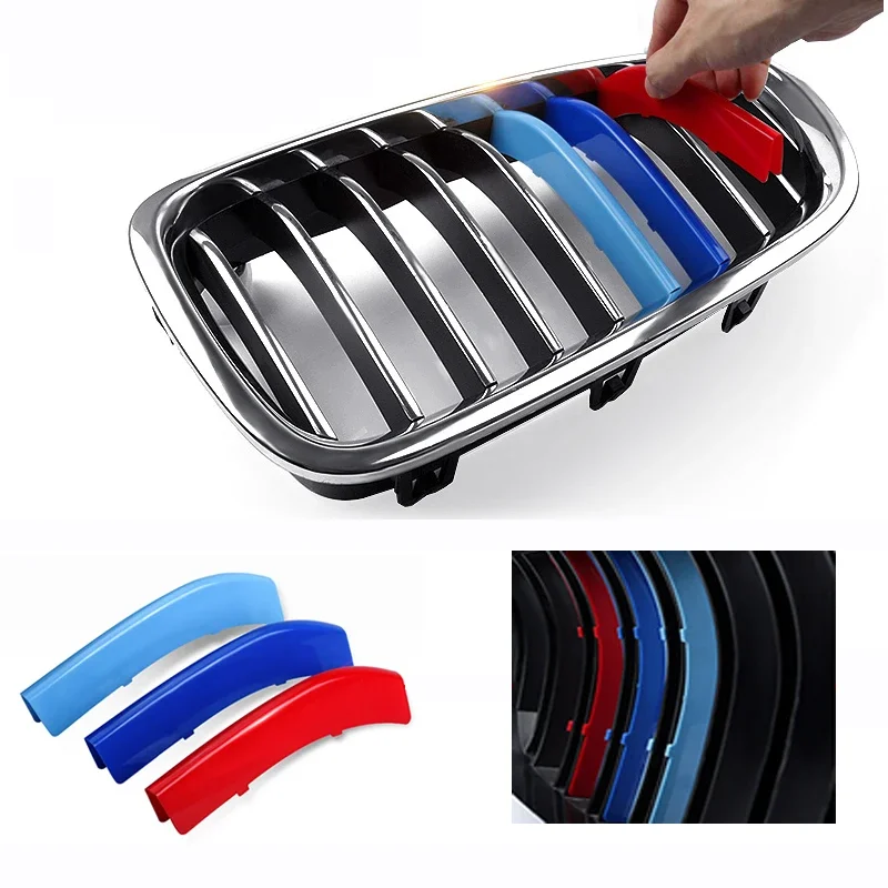 3Pcs Front Grille Trim Strips Car Racing Grille Strip Trim Clip For BMW E46 F30 E90 3 Series Car Grille Decoration Accessories