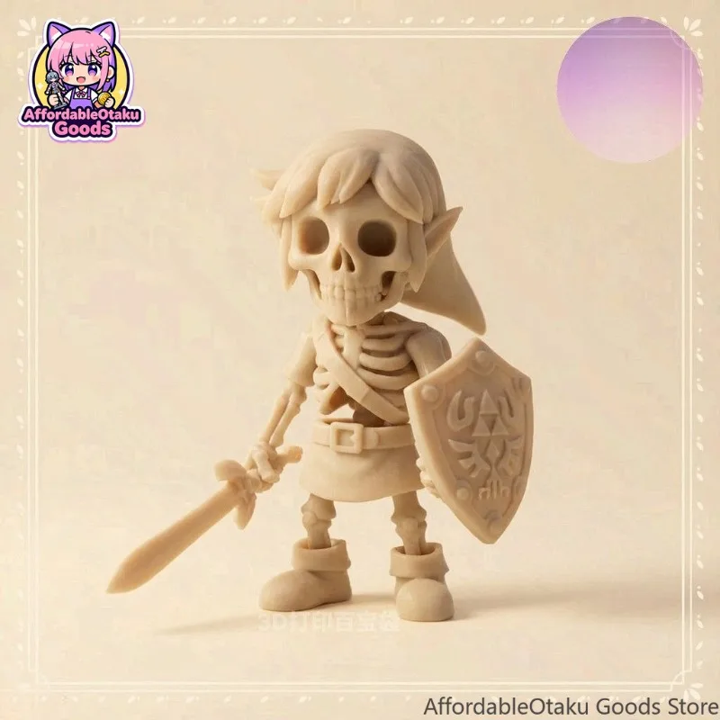 3D Printed Skeleton Link FDM Articulated Figure BotW Style Poseable Skull Desktop Decor Gift