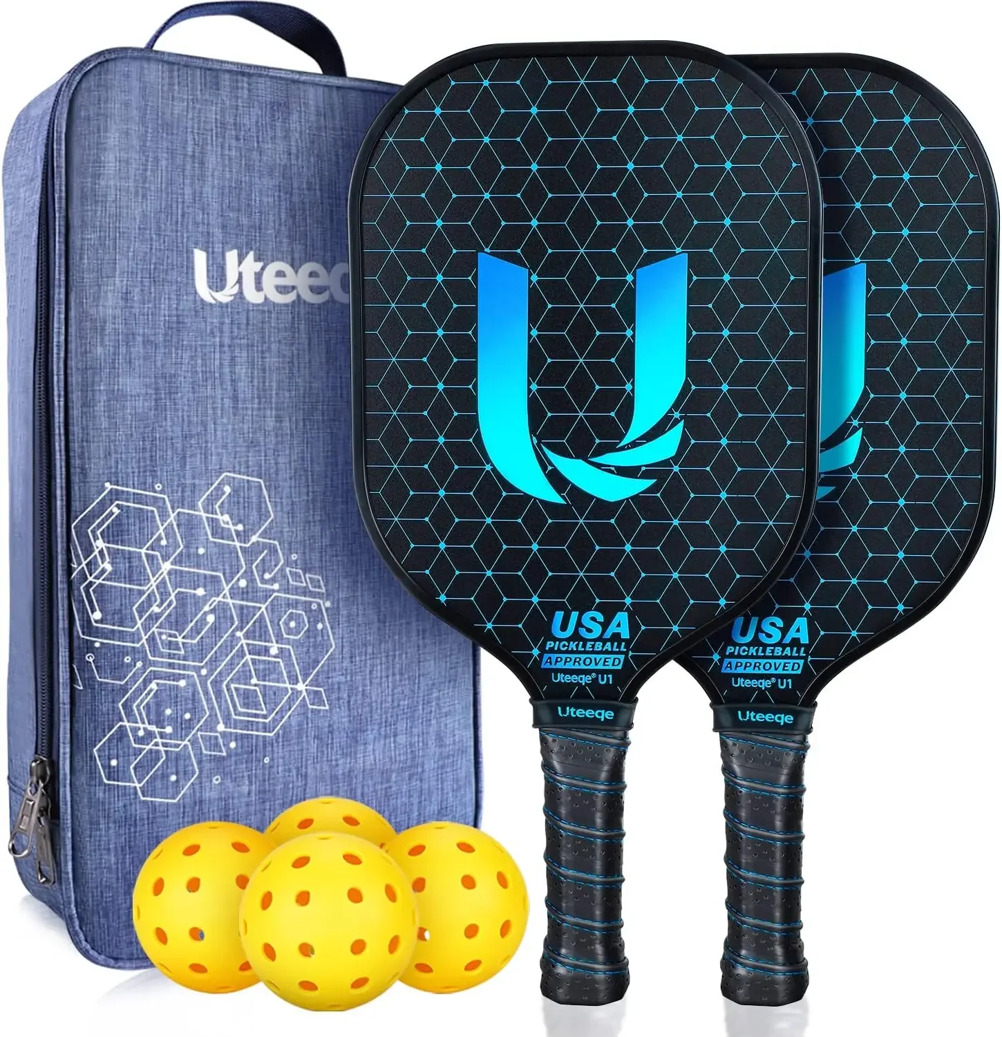 Paddles Set of 2 - Graphite Surface with High Grit & Spin, USAPA Approved Pickleball Set Pickle Ball Raquette Lightwe