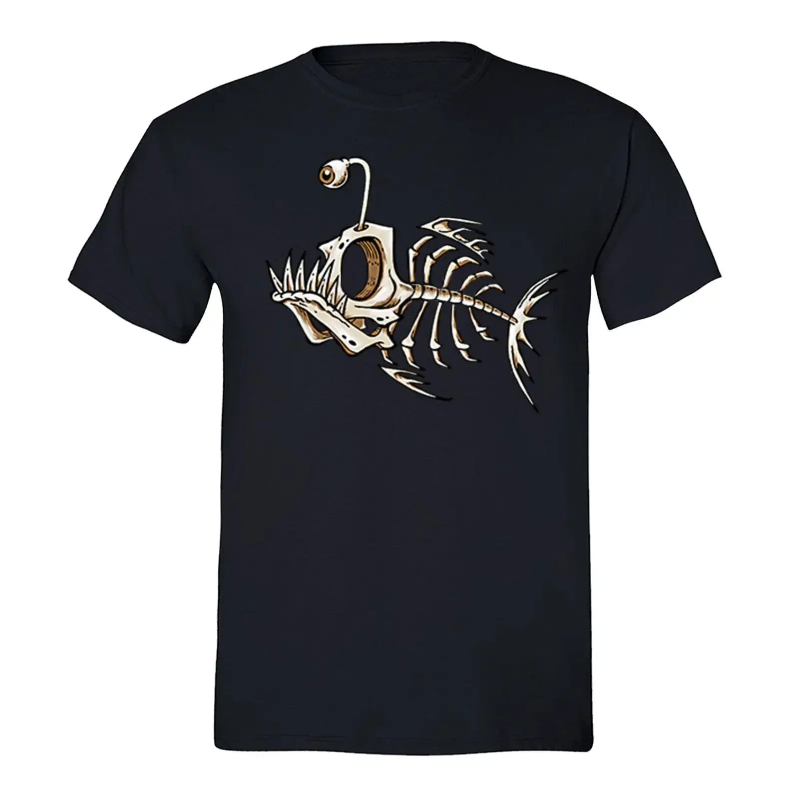 Anglerfish Skeleton Bonefish Boat Fishing Diving Fish T-Shirt Short Sleeve Casual 100% Cotton Men  tshirt