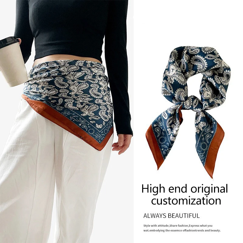 العصرية الرجعية نمط حزام وشاح التراص يرتدي وشاح حريري متعدد الوظائف الراقية تحسس حزام فضفاض الملابس مع ختم الخصر