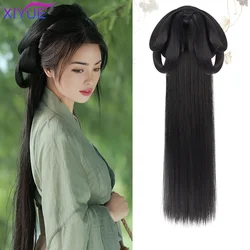 XIYUE Chinese Ancient Wig Women Hanfu Wigs Headdress Photography Dance Accessory Wigs Black For Women Integrated Hair bun
