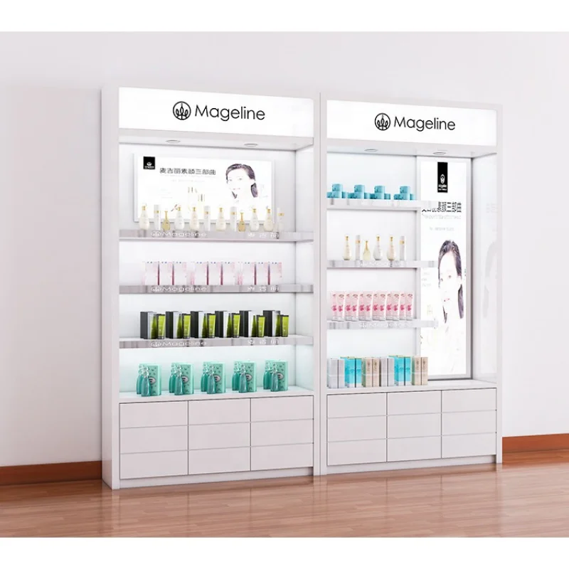 custom，High Quality Cosmetics Cabinets Perfume Display Showcase LED Perfume Shop Cabinets Shelving