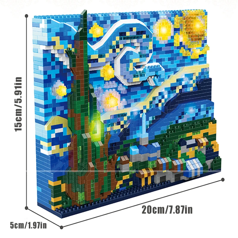 2320PCS Building Blocks Ornaments Blue Starry Night Creative Classic Adult Home Decorations DIY Bricks Christmas Gifts For Kids