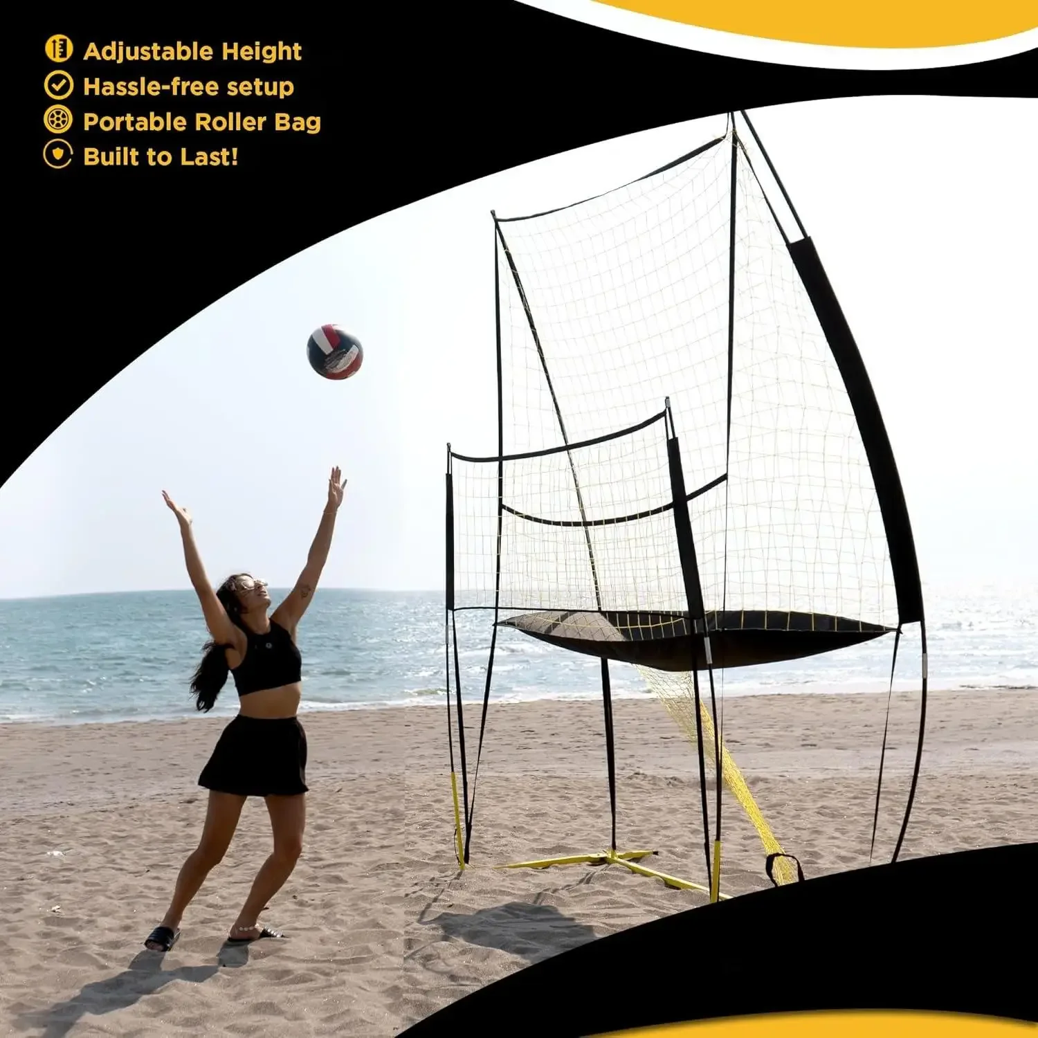 W_ バレーボール練習ネット設備システム - 頑丈、調整可能、持ち運び可能 |     精度、テクニック、スキルを向上させる
