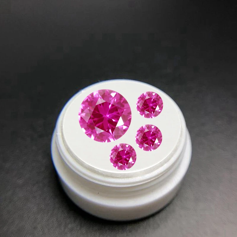 

Boxed Pink Ruby Stone Round Cut VVS Loose Gemstone for for Jewelry Accessories and Collections DIY Gift Mohs Hardness Gems