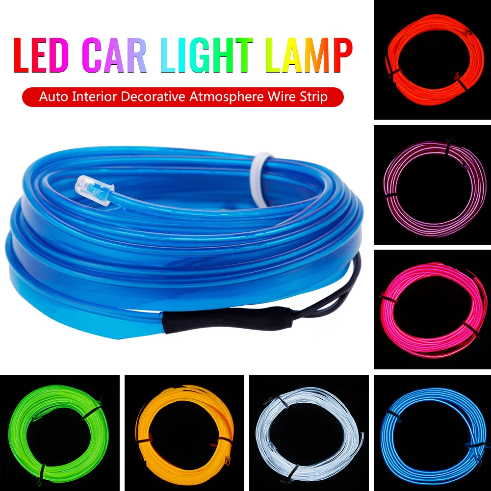 1M/2M/3M/4M/5M Car Interior Lighting Atmosphere Auto LED Strip EL Wire Rope Tube Line Flexible Light