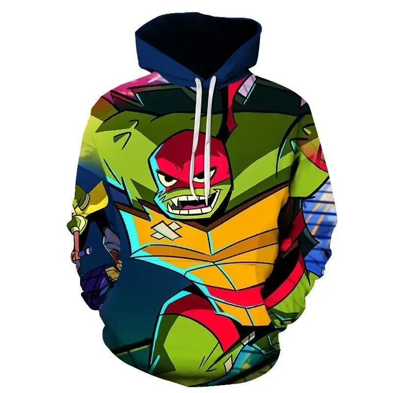 2024 New American Retro Fashion Trend For Both Men And Women Pullover Teenage Mutant Ninja Turtles Series 3D Printed Hoodie