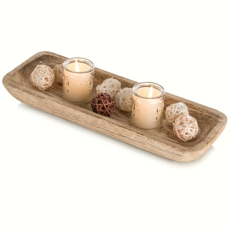 New wooden tray restaurant bread fruit rectangular decorative bowl wooden surface tray candle decorative plate