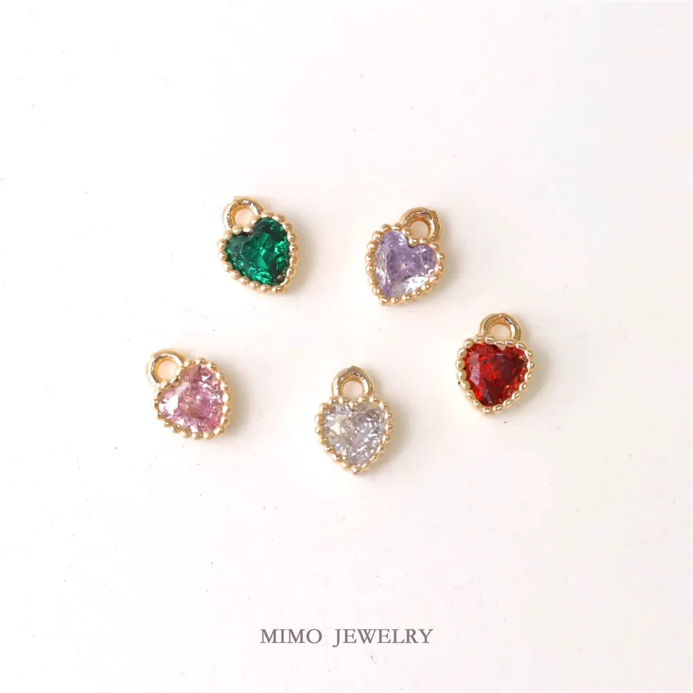

1PCS 5x6.7mm Copper Gold-plated Micro-inlaid Zircon Mini Colorful Heart Pendant, DIY Handcrafted Accessory