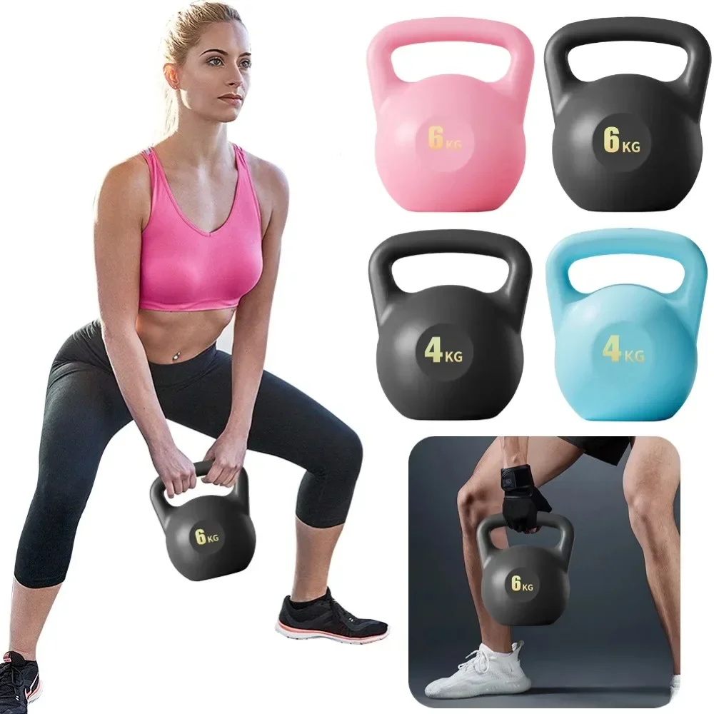 Wassergefüllte Kettlebell-Hanteln, Fitness, 4 kg/6 kg, weicher Anti-Rutsch-Griff, Kettlebells, tiefer Hock-Krafttrainer für Damen und Herren, Fitnessstudio