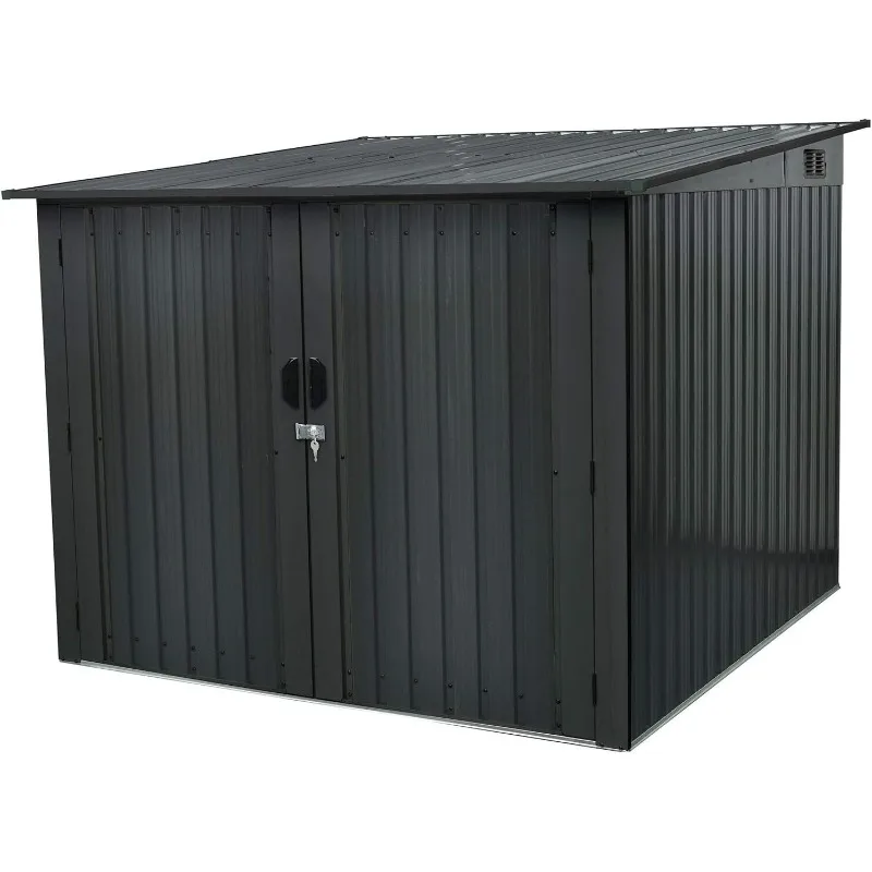 

Hanover Bicycle Outdoor Steel Storage Shed with Slope Roof and Twist Lock and Key,Rust Resistant and Modern Shed with Adjustable