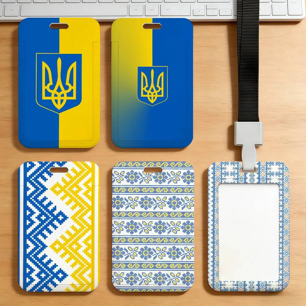 

U-Ukraine Folk Flower Pattern Card Holder Student Campus Meal Cards Public Transport Subway Cardcase