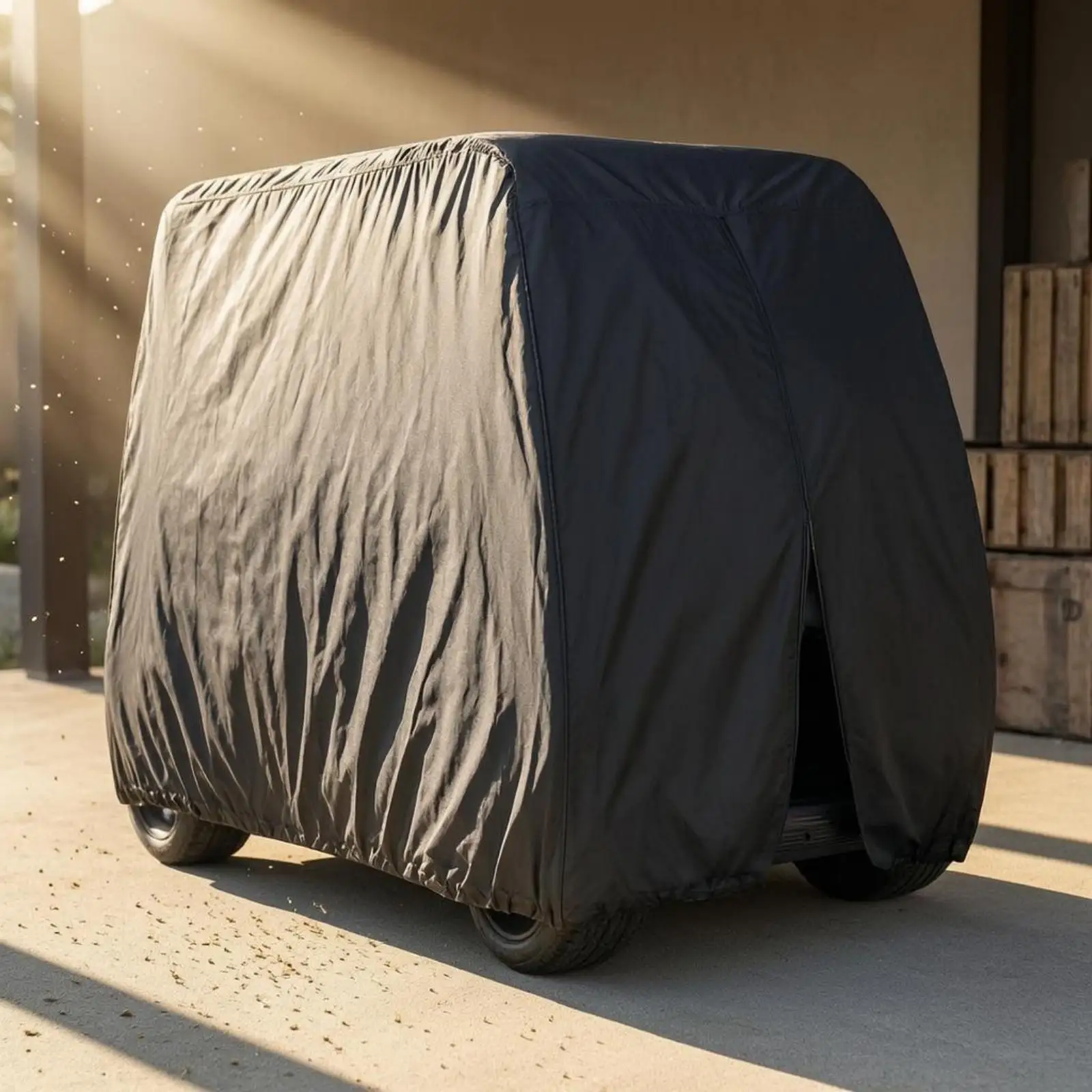 Durable Golf Cart Cover Waterproof Silver Coating 210D Oxford Cloth Full Wrap Vehicle Shield for Outdoor Elements