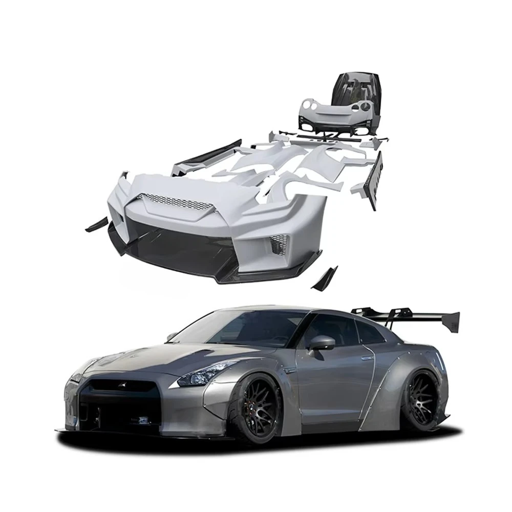 For Nissan GTR R35 Upgraded LB.3 Style Wide Body Kit Carbon Fiber Car Front Bumper Rear Spoiler Side Skirt Fenders Aviation Kit