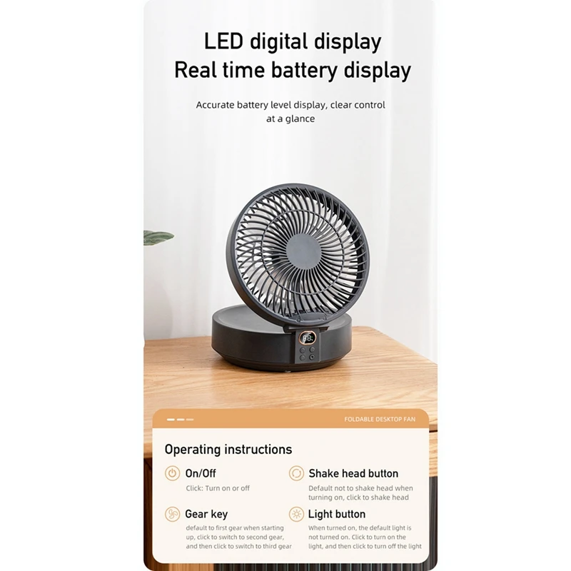 Hot Desktop Lamp Fan Foldable Retractable Small Fan Mini Portable Charging USB Home Low Noise Wall Hanging Electric Fan