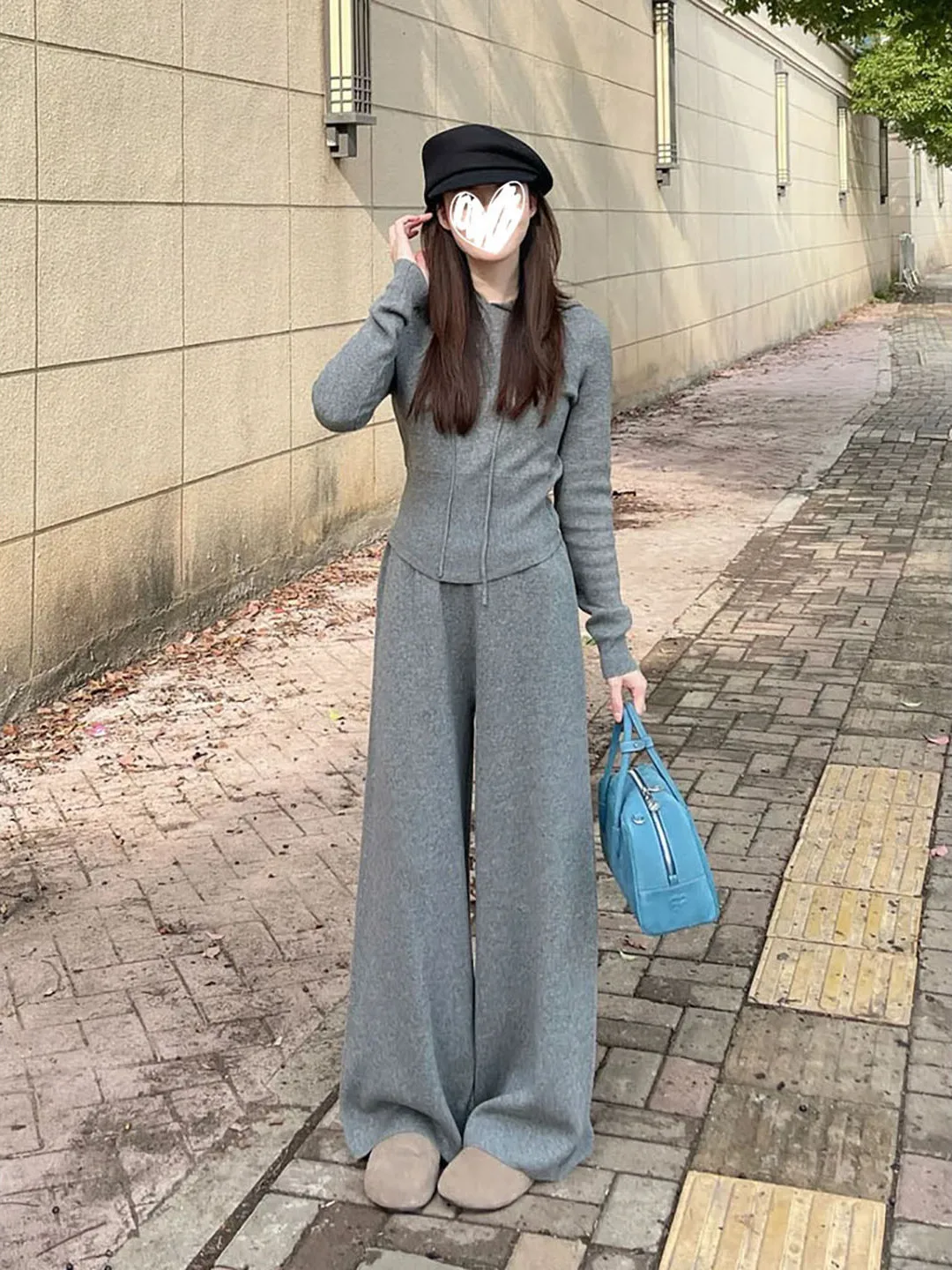 

Серый высококачественный трикотажный худи с длинными рукавами и брюки в комплекте для женщин: повседневный комплект с завязками, удобный, дышащий, осенняя мода