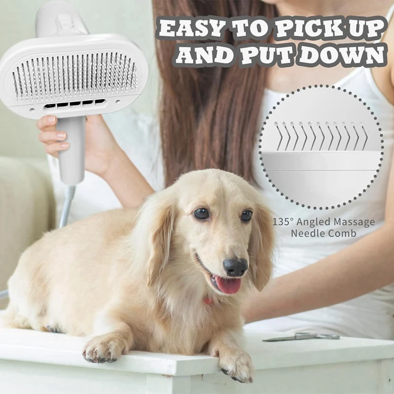 Multi-Mode Low Noise Pet Dryer And Brush - Essential Grooming Tool For Small And Medium Dogs/Cats