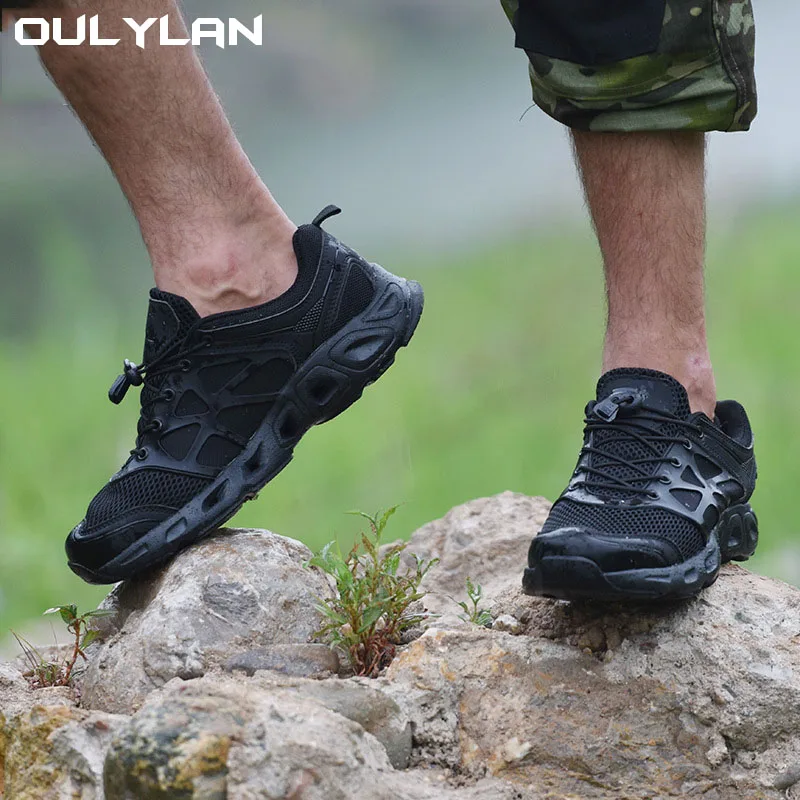 Men's Outdoor Military Hiking Shoes Speed Dry Water Shoes Summer Anti Slip Breathable Lightweight Amphibious Shoes Sneakers