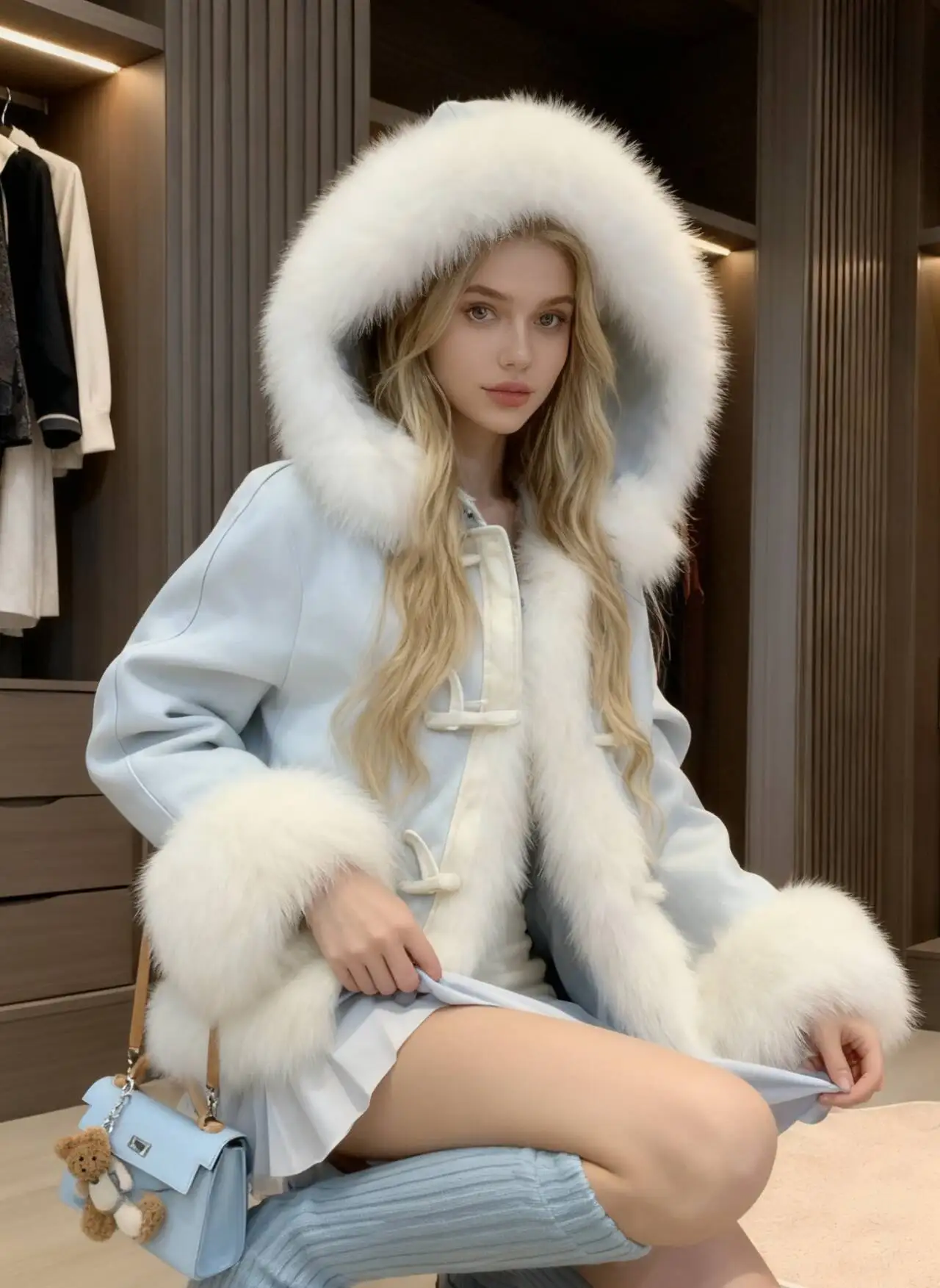 

Parkas Womens Hooded Fall Polyester Downfilled Double-Pocket Concealed Snap-Button Standneck Fashionable High-Street Trendy Chic