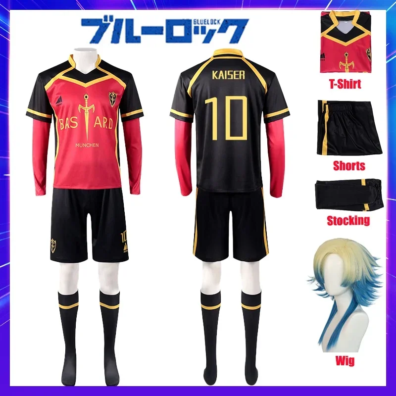 Gioco Anime Blue Lock Costume Cosplay Parrucca Pantaloncini T-shirt Calza Isagi Bachira Chigiri Nagi Reo Ness Abbigliamento da calcio per uomo