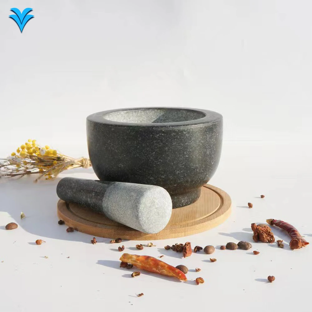 

Wholesale Small Black Grey White Marble Granite Stone Mortar and Pestle Set