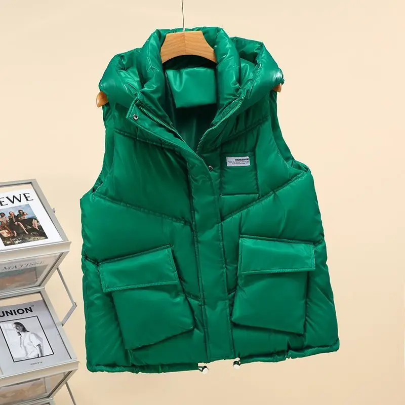 

Повседневная верхняя одежда для похудения для снижения возраста, свободный темпераментный жилет, короткая хлопковая куртка, жилет, жилет