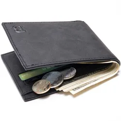 Casual Wallet for Men PU Leather Small Purse Men's Credit Card Holder Wallets Portable Black Billfold Zipper Coin Bag Handbags