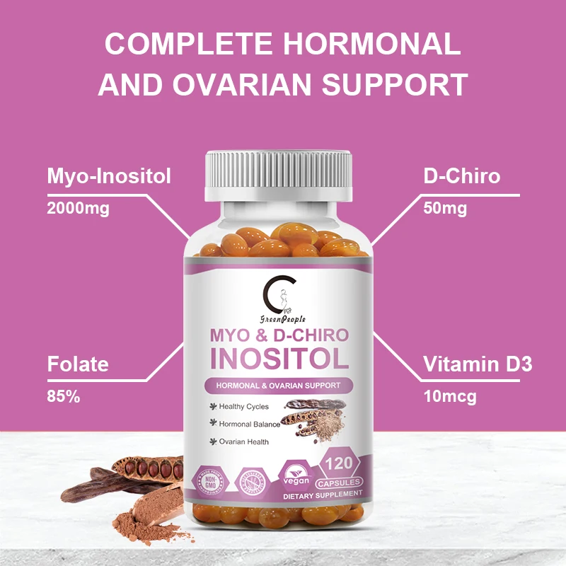 GPGP Greenpeople Myo-Inositol & D-Chiro Inositol Capsule with Folate for Ovarian Health Support and Balance Hormone Supplements