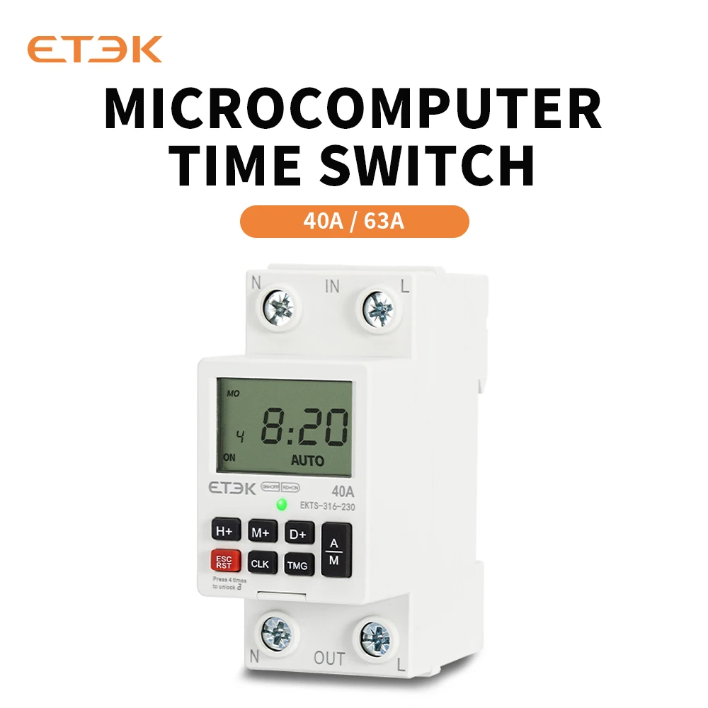 

ETEC 220V DIN rail 40A 2p with battery 7 day countdown timer Sunday hour programmable smart relay EKTS316