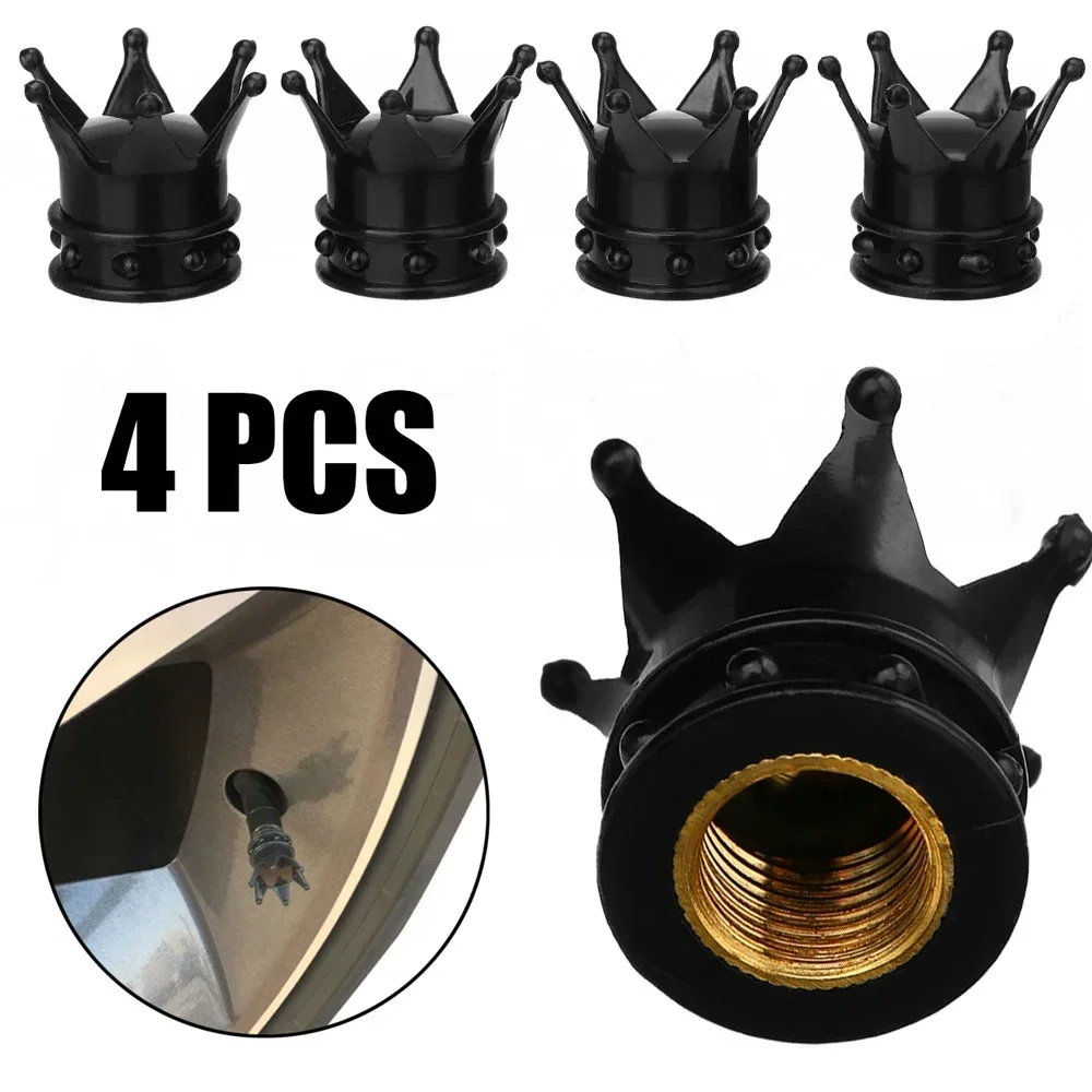 

4PCS Car Universal Crown Valve Caps Dustproof Waterproof Wheel Valve Cover Air Car Motorcycle Tyre Rim Cap Car Trim Valve Cap