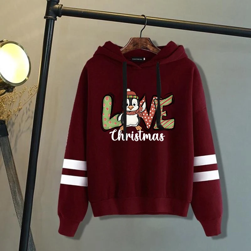 Nuovo natale pinguino amore stampa felpe con cappuccio per donna uomo autunno inverno felpa moda Streetwear Pullover con cappuccio