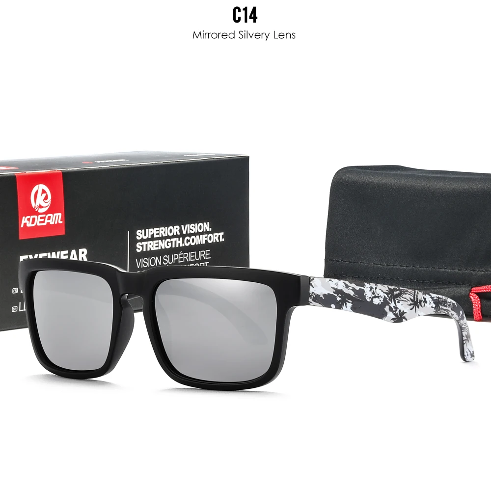 KDEAM Polarisierte Quadratische Sonnenbrille für Herren, Anglerbrille mit 5-Tank-Metallscharnieren – Detail 19