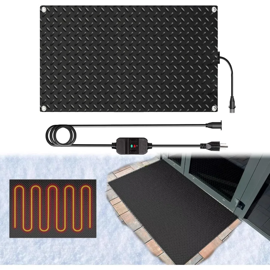 

Heated Snow Melting Mats for Doorways- Outdoor Heated Mats- Non-Slip Electric Heated Foot Mats for Winter Snow Removal- Heated