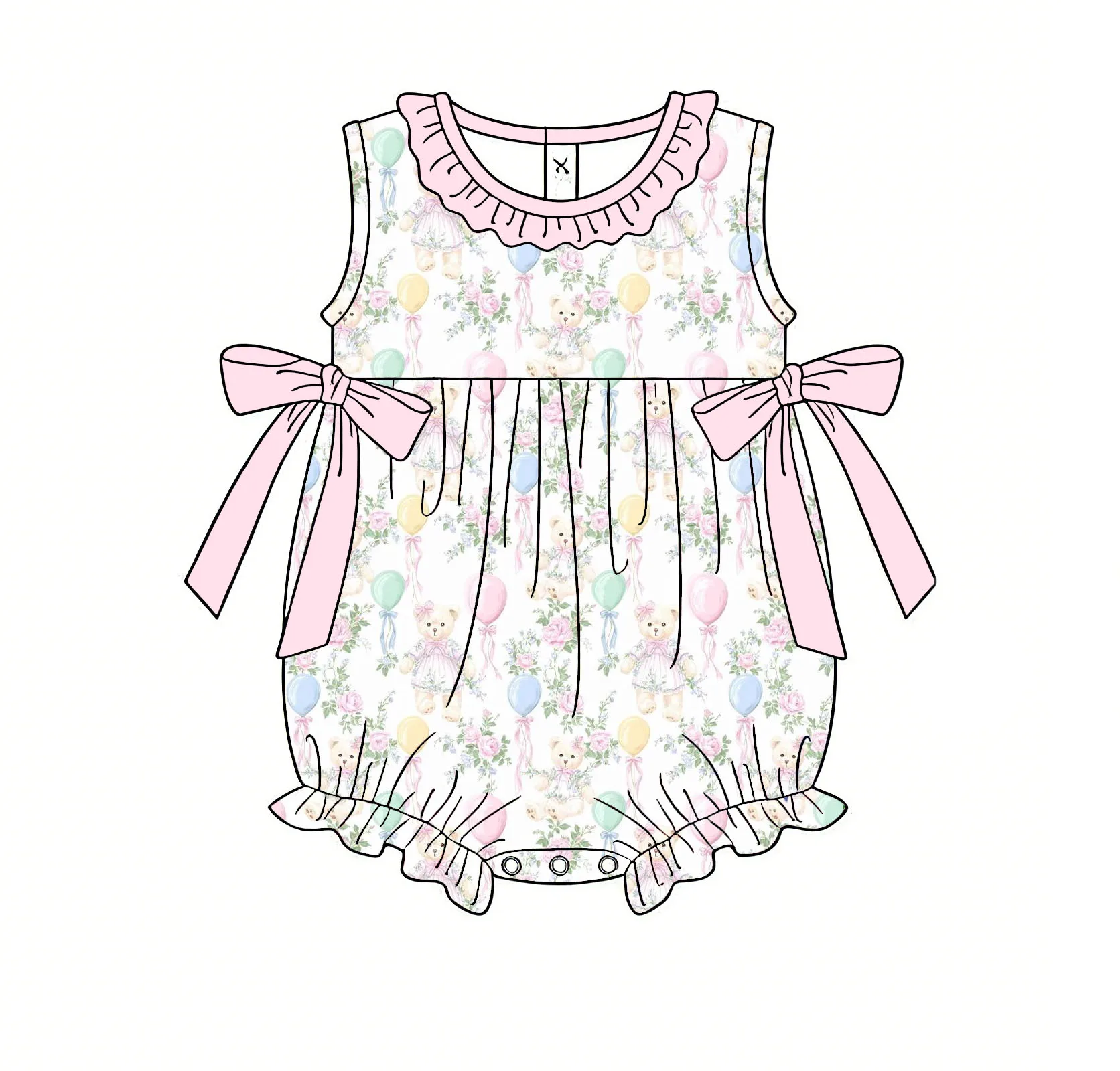 

Детский комбинезон с короткими рукавами и мультяшным принтом животных, воротник с рюшами и бантом, украшение для новорожденных, одежда из молочного шелка, оптовая продажа на заказ