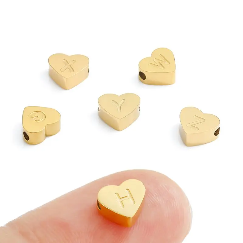 CARLIDANA Minimalist Gold Plated Stainless Steel Jewelry Initial kids Alphabet Pendant Small Mini Heart Initial Letter Necklace