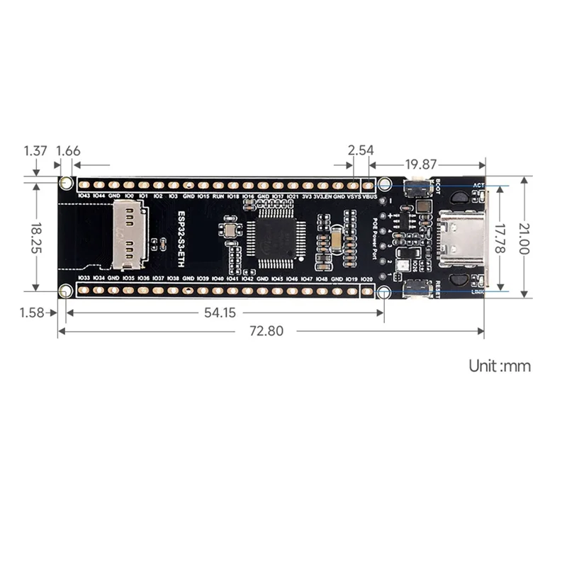 Placa de desarrollo ESP32-S3 ETH, puerto Ethernet RJ45 de 10/100Mbps, soporte Wi-Fi y Bluetooth, procesador de doble núcleo de 240Mhz