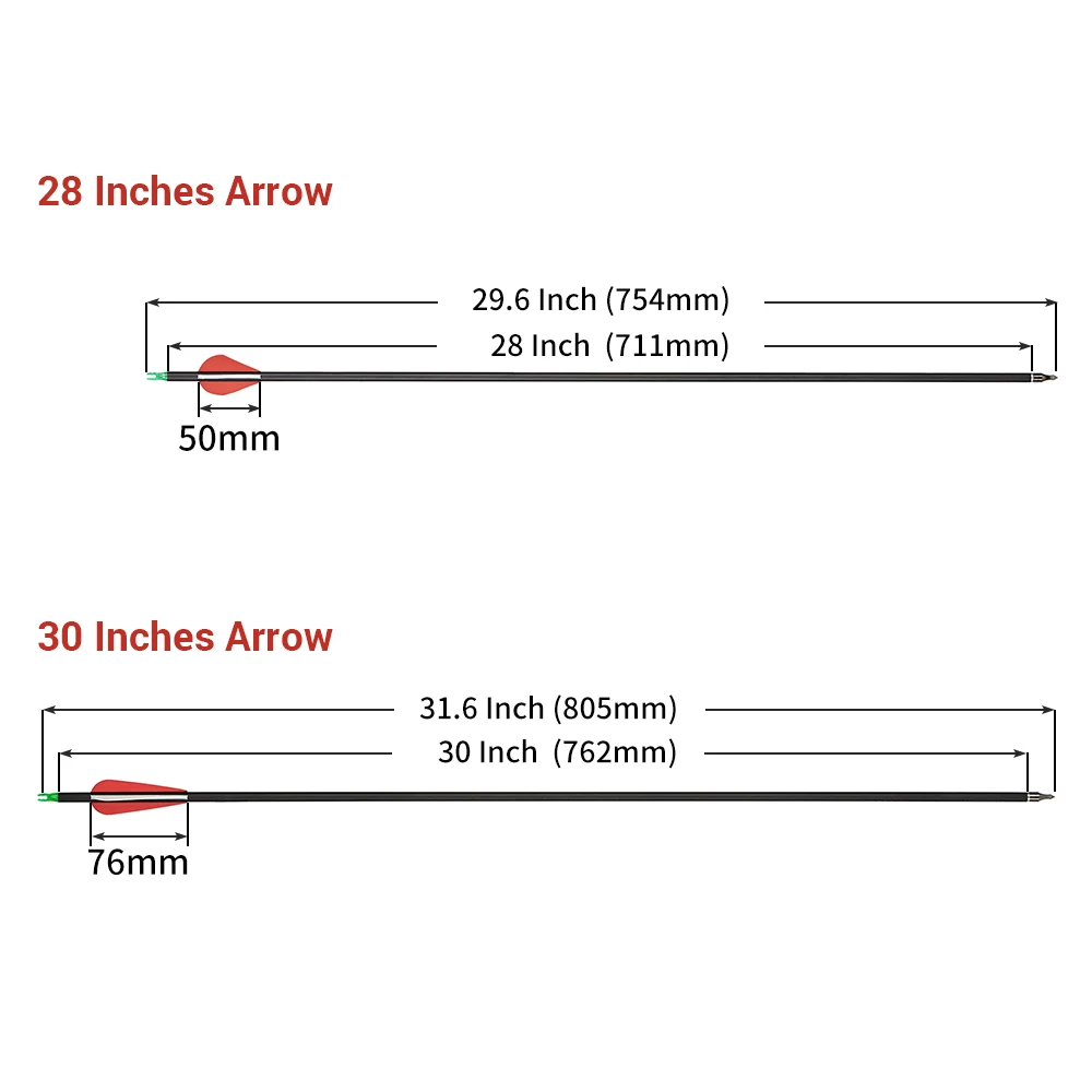 Toparchery-Flèche en carbone pour tir à l\'arc 28/30 pouces, colonne vertébrale 500 pour arc composé/recourbé, accessoires de chasse et de tir en