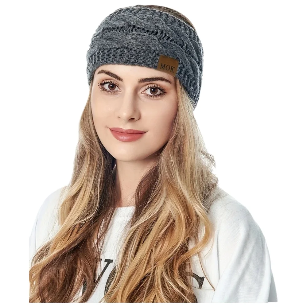 AliExpress NONE Winter Cycling Headband Windproof Thickened Plush Ear Protecton Headwear Women Outdoor Sport Running Earmuffs Knitted Hairband