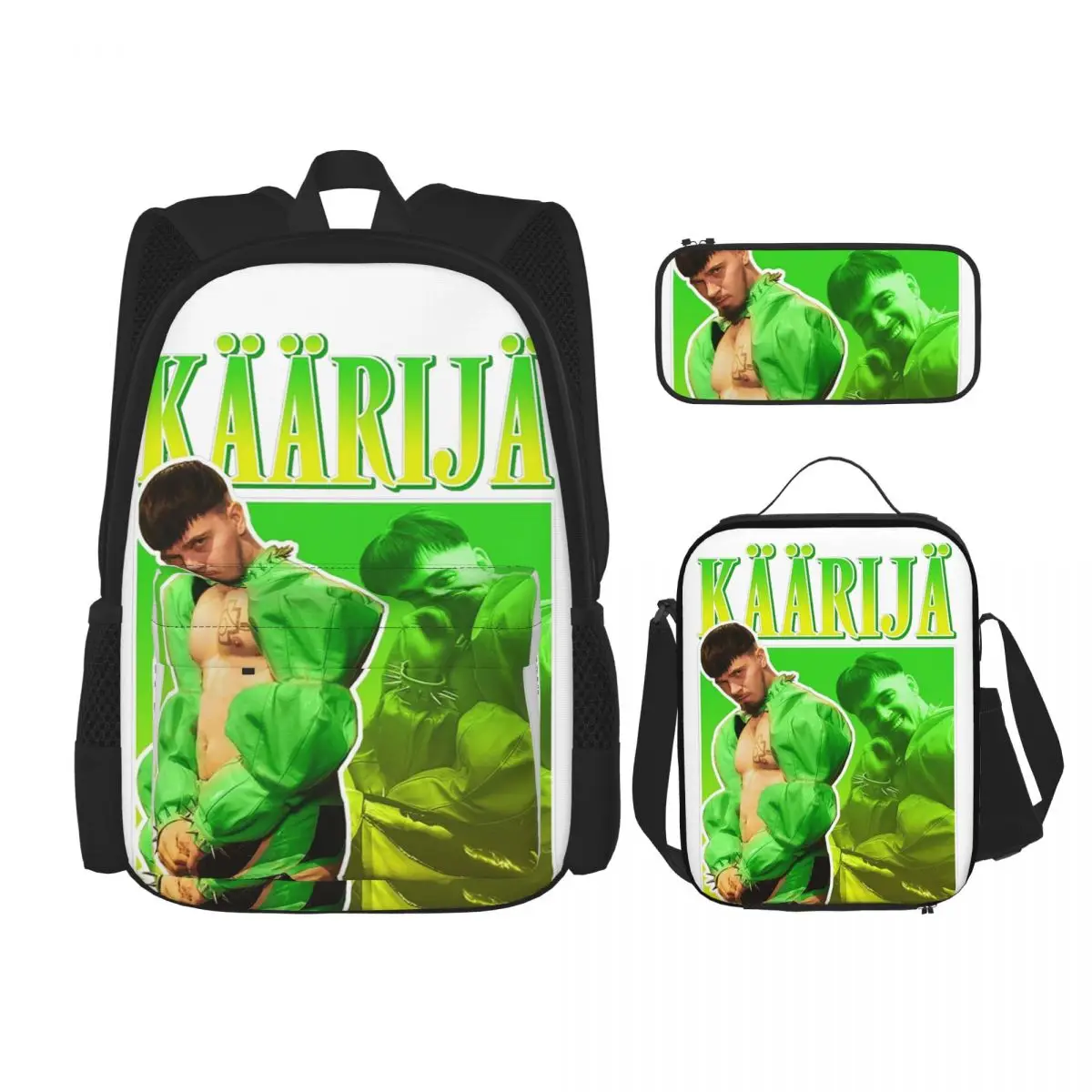 

Kaarija Cha Cha Cha Eurovision Finland Y2K Kaarija Backpacks Boys Girls Bookbag Kids Rucksack Lunch Bag Pen Bag Three-Piece Set