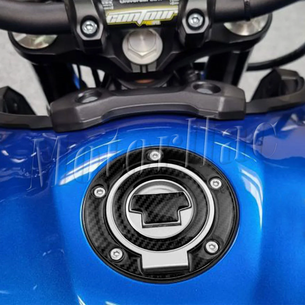 For Yamaha YZF R1 R6 MT-07 MT09 mt10 Tracer 9 GT 3D Carbon Fiber Motorcycle Fuel Tank Cap Stickers Gas Cap Protection Decals